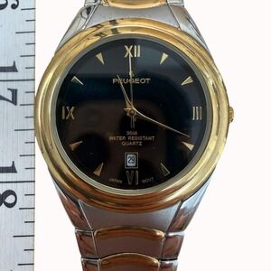 Peugeot Two-Tone Roman Numeral Mens Quartz Watch Stainless Steel 30M Water Resis